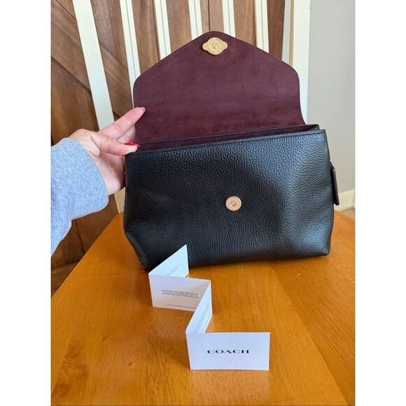 COACH Tammie Shoulder Bag Black Snake Embossed Leather - Picture 15 of 16